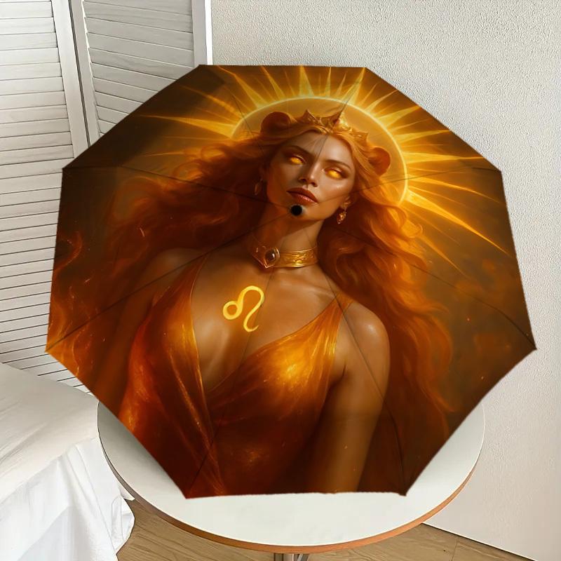 

1PC Zodiac Leo Symbol Automatic Folding Umbrella | Vibrant Motif & Compact Design for Everyone, On-the-Go Essential - Gift-Worthy Style yy250930030