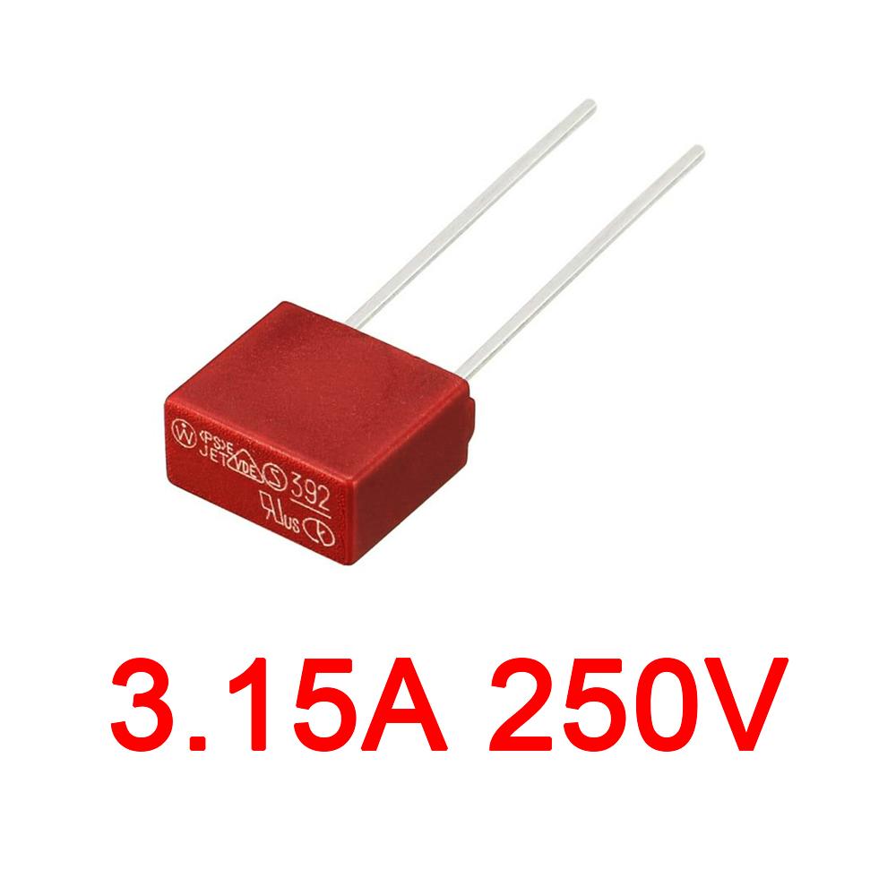 

20PCS T0.5A T1A T1.5A T2A T2.5A T3.15A T4A T5A T6.3A T8A T10A T15A 250V Мініатюрний квадратний повільний мікрозапобіжник Джерело живлення DIP-монтований