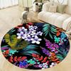 Floral Boho Round Rug – Modern Garden Print Non-Slip Mat for Living Room, Bedside or Entryway