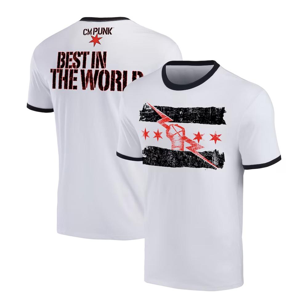 Men s CM Punk Best In The World Ringer T-shirt 3D Printed Outdoor Sports Short Sleeved Top, Summer Daily Casual O-neck Clothing 4XL