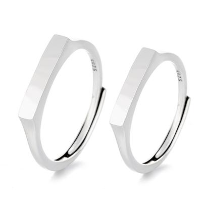 Stylish Sterling Silver Couple Rings Adornment Stylish Message Projection Rings Adjustable Rings In Sterling Silver