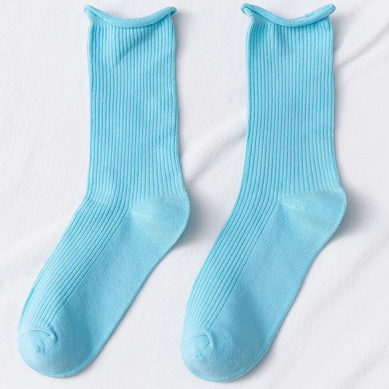 Colorful Women's Mid-Calf Candy Color Cotton Socks - Versatile for Spring and Autumn, Sporty and Over-the-Knee.