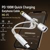 PD 100W Headphone Cable Converter Data Transmission Fast Charging Cord for Mobile Phone Tablet