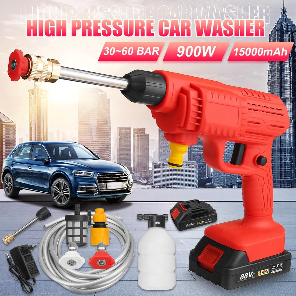 900W 88VF High Pressure Cordless Washer Spray Water Gun With 15000mAh Battery Car Wash Cleaning Machine for Makita 18V