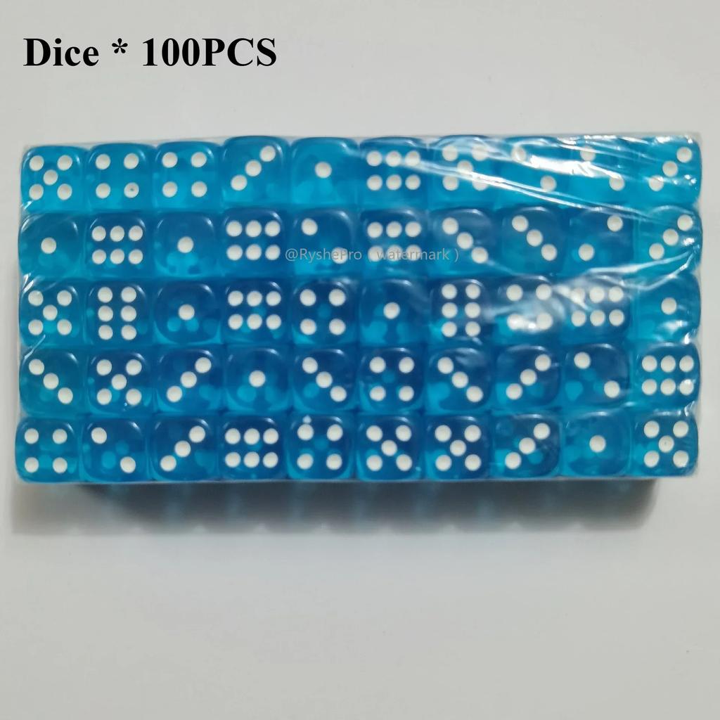 100 Pieces Colored Dices 14mm 6 Sided with Acrylic Material Standard Game Dice Set for Board Games Parties Classroom Math Dice