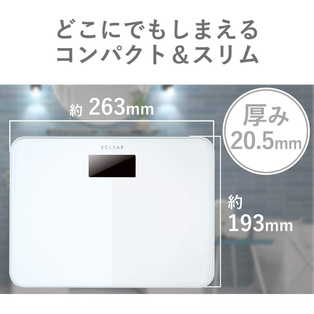 Elecom Body Composition Scale ECLEAR HCS-S01WH Slim Compact Backlight White