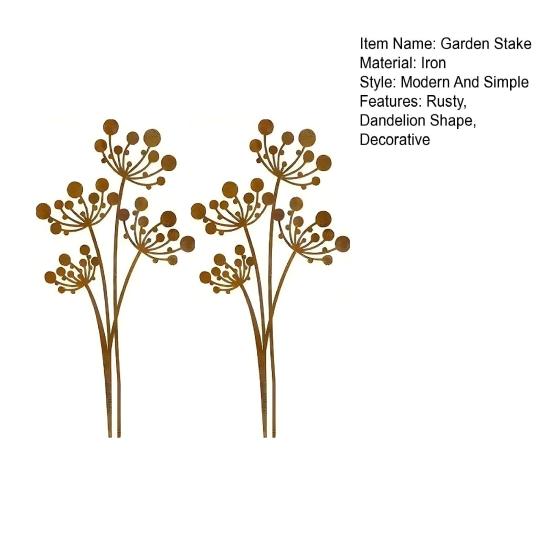 1/2 Stück Vintage Rostige Pusteblume Gartenstecker, Dekorative Metall-Pusteblume Hofkunst, Eisen-Pusteblumen-Beet-Schild für Außenrasen Terrasse Weg