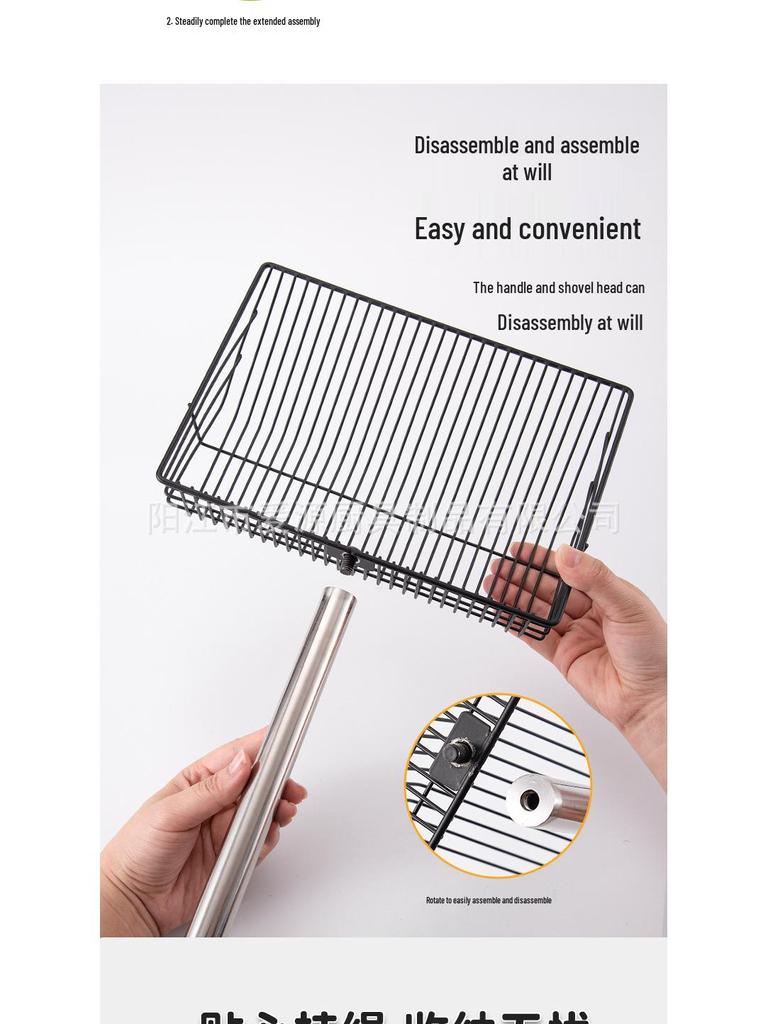 Large Stainless Steel Scoop for Cat Litter, Chicken Poop & Feathers, Tofu Litter, and Quail Cleanup with Long Handle