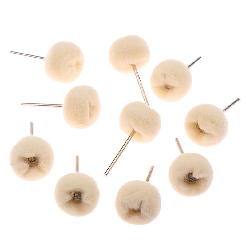 10Pcs Mini Wool Polishing Head 3Mm Shank Buffing Wheel Polish Brush Drill Rotary Abrasive Brush Hand Grinding Buffing Tools