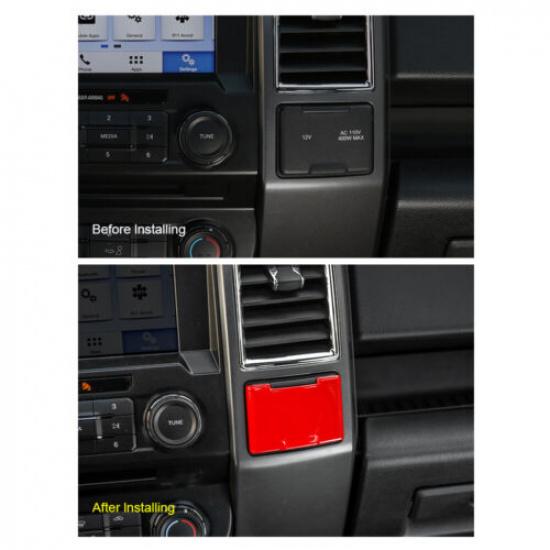 Rote Zentrale Steuersteckdose Elektrische Dekorabdeckung Zierleiste Für Ford F150 15-20