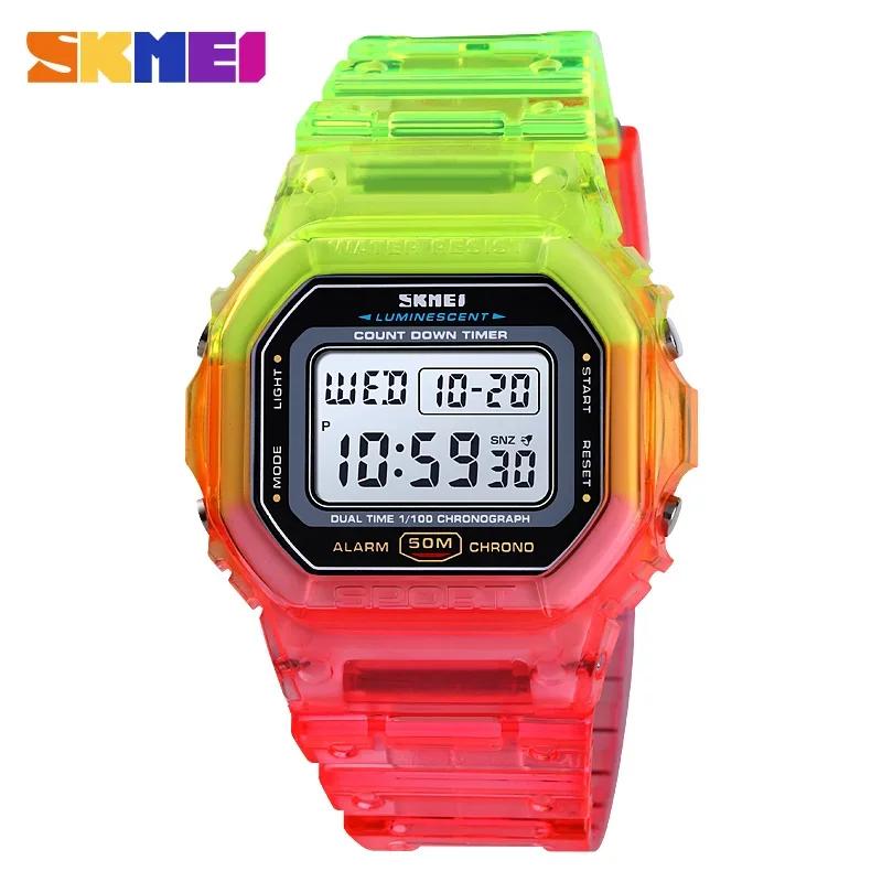Skmei Electroplated Case Transparent Strap Lady Women Digital Wristwatch Shockproof Reloj Mujer Fashion Cool Girls Watches 1622