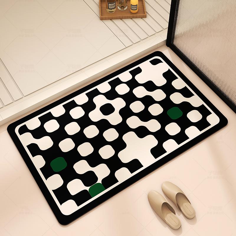 Bathroom Absorbent Floor Mat, Diatom Mud Quick-drying Mat, Toilet Door Carpet, Toilet Anti-skid and Anti-drop Foot Mat