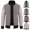 Heren Europese Maat Herfst/Winter Gebreide Cardigan met Lange Mouwen en Rits - Middelbare Leeftijd, Losse Pasvorm, Koreaanse Stijl, Dikke Jas