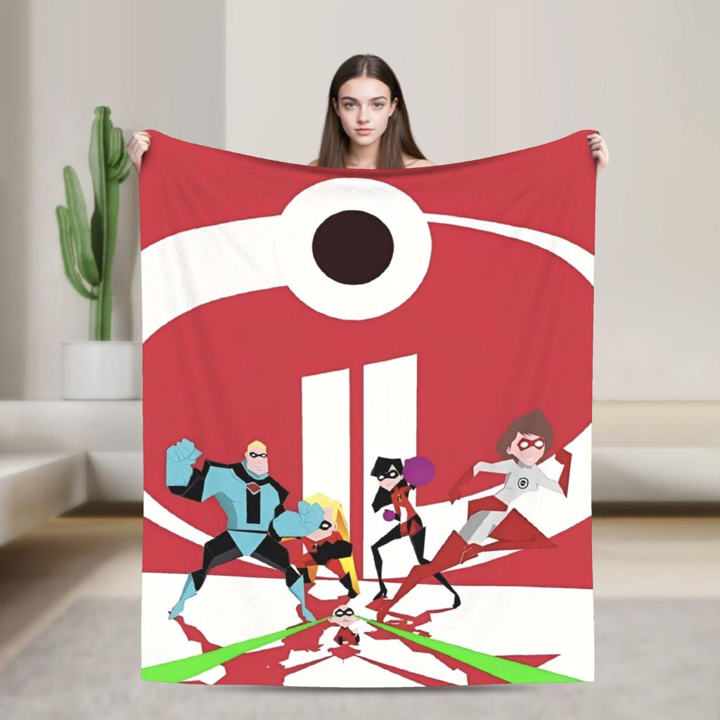 Gli Incredibili Mr. Incredibile Coperta Copriletto Flanella Cartone Animato Elastigirl Coperta Morbidissima per Letti Divani Trapunte