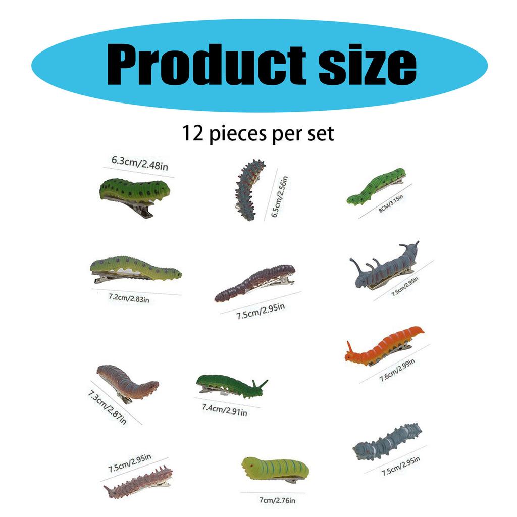 Set of 12 Versatile Caterpillar Hairpin Unique Caterpillar Hair Grips Decoration Stylish Hair Clip Hair Ornament