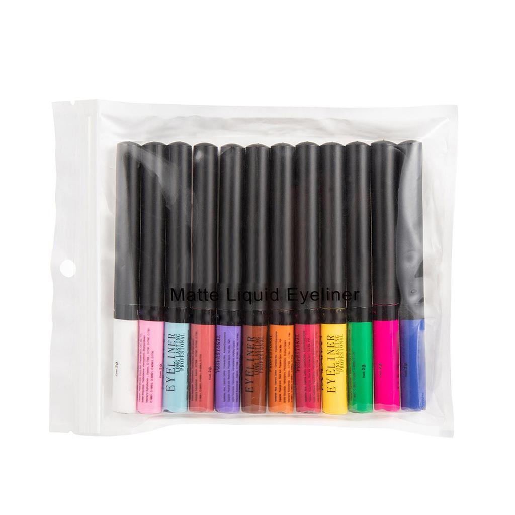 12 Color Matte Liquid   Set Eye Makeup Liquid Colorful Eye Liner Waterproof Smudge-proof  -lasting