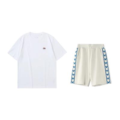 Round Neck Pullover Short Sleeve T-Shirt Simple Versatile Comfortable Shorts Casual Sports Suit Unisex Sportswear AHSU801-1+YKSV129-1