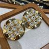 Temperament Earrings Round Full Diamond Stud Earrings Female Trend Versatile Jewelry Internet Celebrity Street Shot