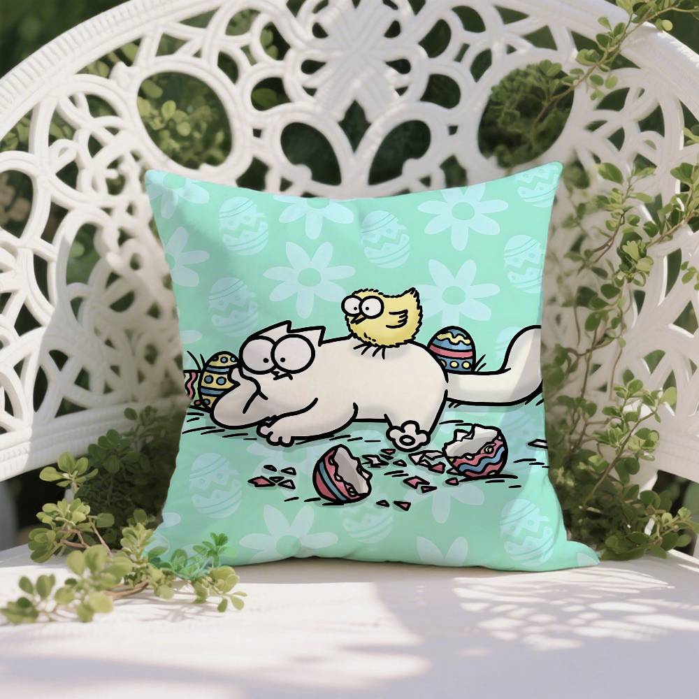 Funny Style Simons Cat Pillow Case Anti-dustmite Pillowcase Invisible Zipper Silky Short Plush Sofa Cushion Cover