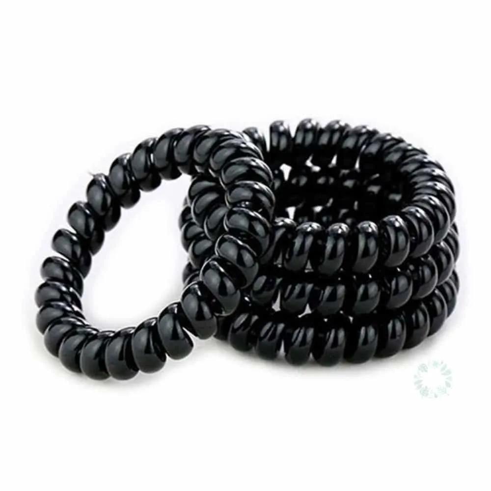 Noble Spring Telephone Cord Hair Tie 100-Piece Set Women s Hair Bands 5.5 Spring Hair Ties 100-Pack (Black)