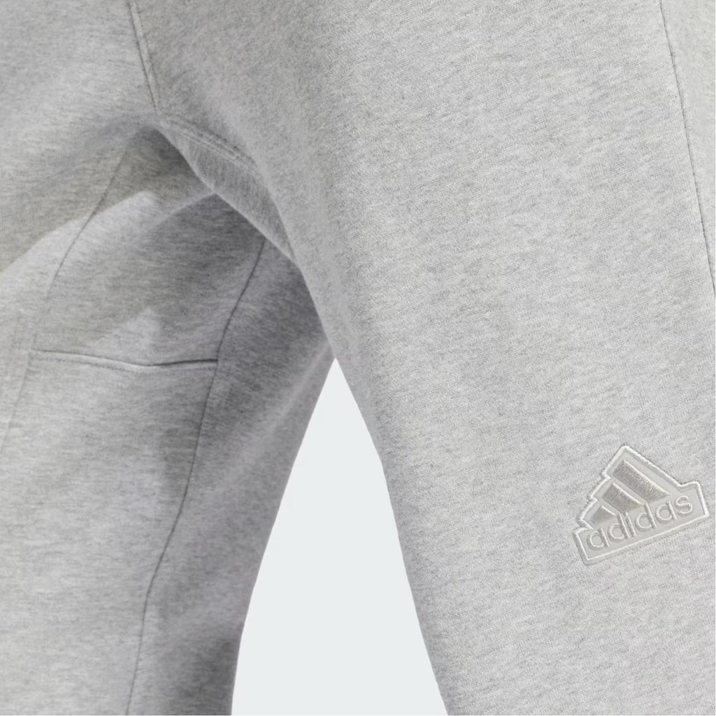 Adidas Lounge Fleece Pants Solid Color Logo Knit Drawstring Cuffed Casual Pants Men Pants Gray IS1579