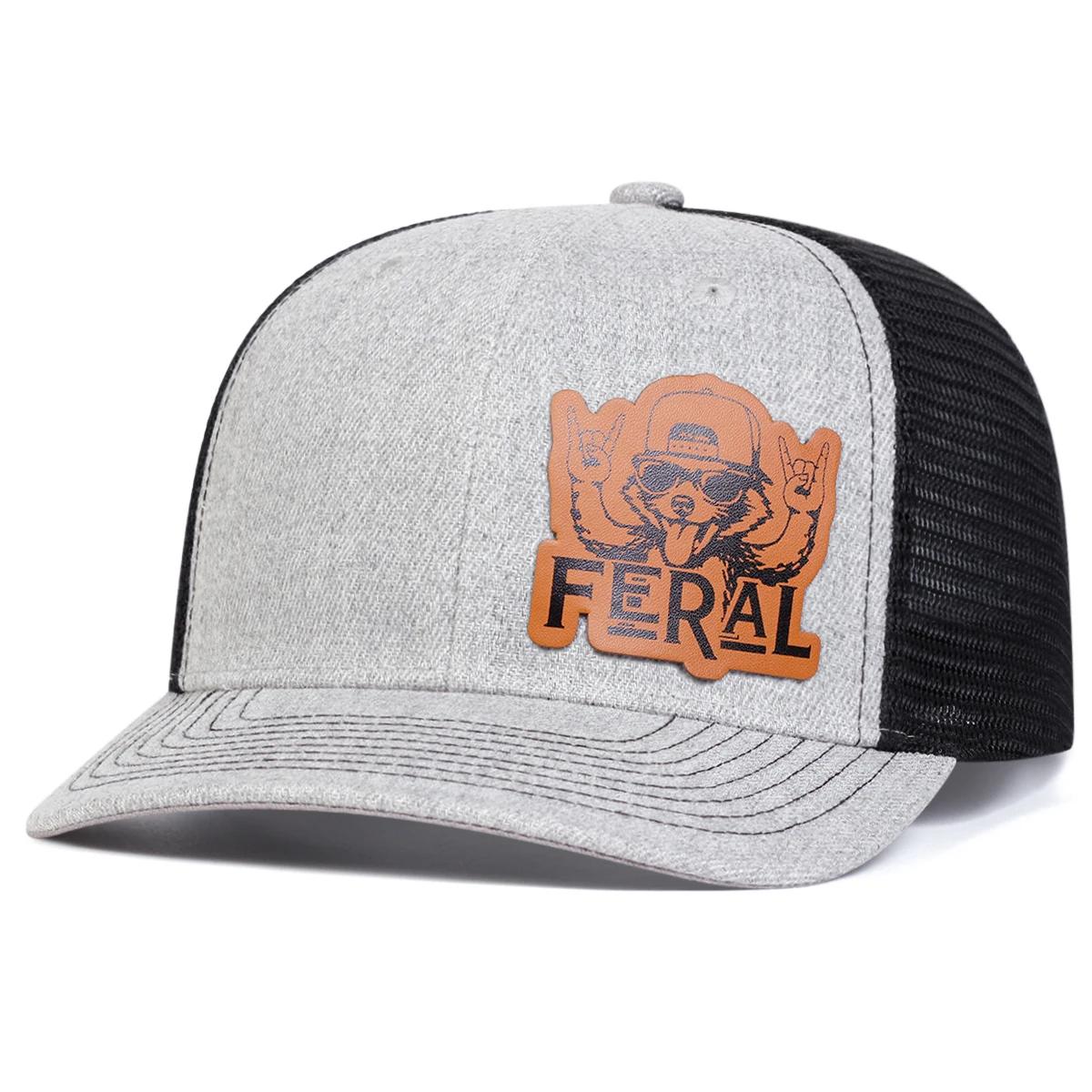 

Унисекс Кепки-сетки Бейсболки с кожаной биркой из меха енота FERAL Весна Лето Уличные Регулируемые Повседневные Кепки Кепка от солнца Спортивная Кепка серый