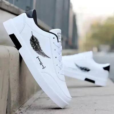 Witte Heren Sportschoenen Trendy Heren Casual Schoenen Leer Heren Flats Comfort Slijtvast Heren Casual Sneakers Zapatillas De Hombre