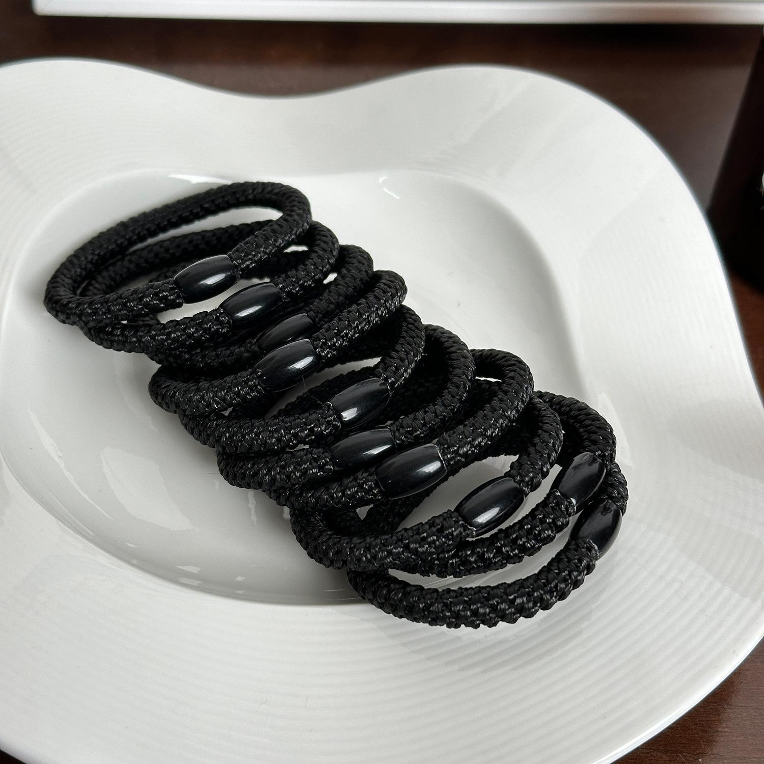 

10 шт. Женские черные мягкие плетеные резинки для волос, эластичные резинки для волос с минималистичным дизайном для хвостиков, пучков и повседневных причесок, аксессуары для волос