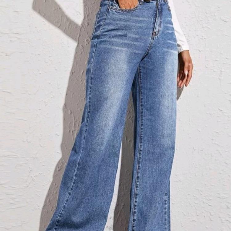 

Мешковатые джинсы с высокой талией и широкими штанинами XL синий