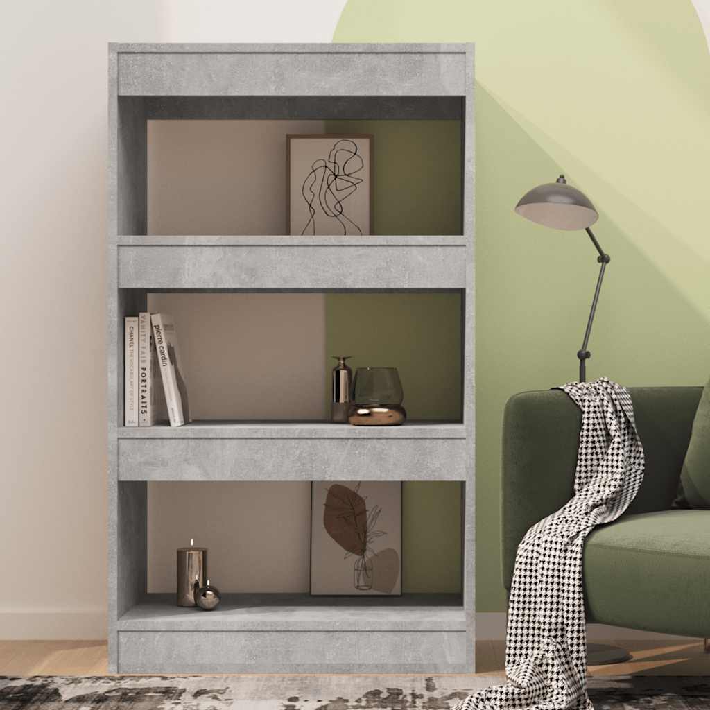 Bookshelf Room Divider Concrete Grey 60 x 30 x 103 cm Wood Based Material