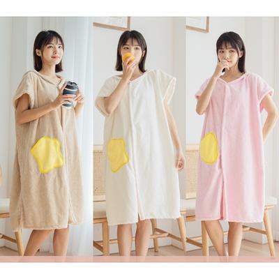 New Multifunctional Wearable Cape One-piece Hooded Shower Dress, Bathrobe, Yukata, Home Swimming, Coral Fleece Hooded Skirt