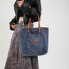 Women's Denim Shoulder Bag Large Capacity Tote Bag Fitness Purses for Women Vintage Handbags Hobo Tote Bag Canvas Satchel for Work Travel Shopping