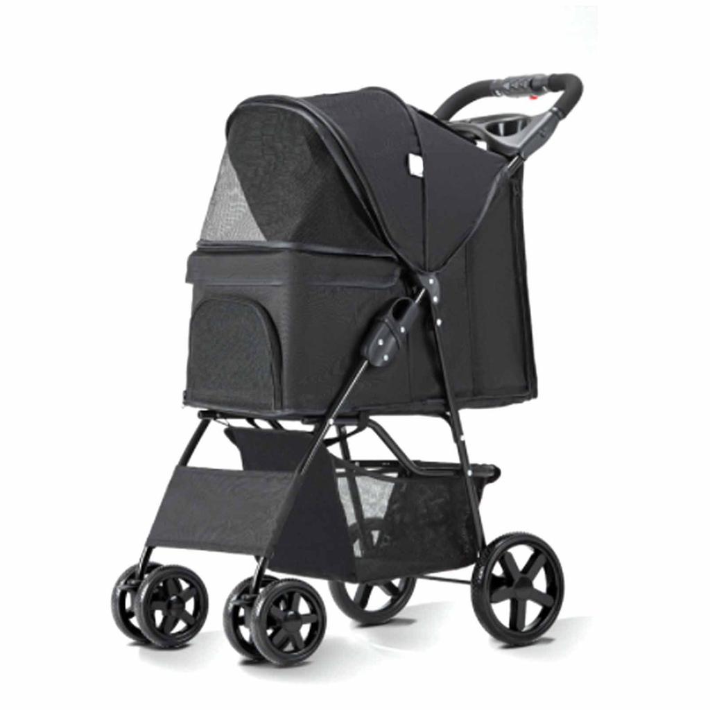 Pet Stroller Lightweight Foldable Ventilate Oxford Portable Small Dog Stroller for Dogs Cats Grey