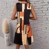 Boho Color Block Print Halter Dress – Summer Dress for Festival, Vacation & Street Style