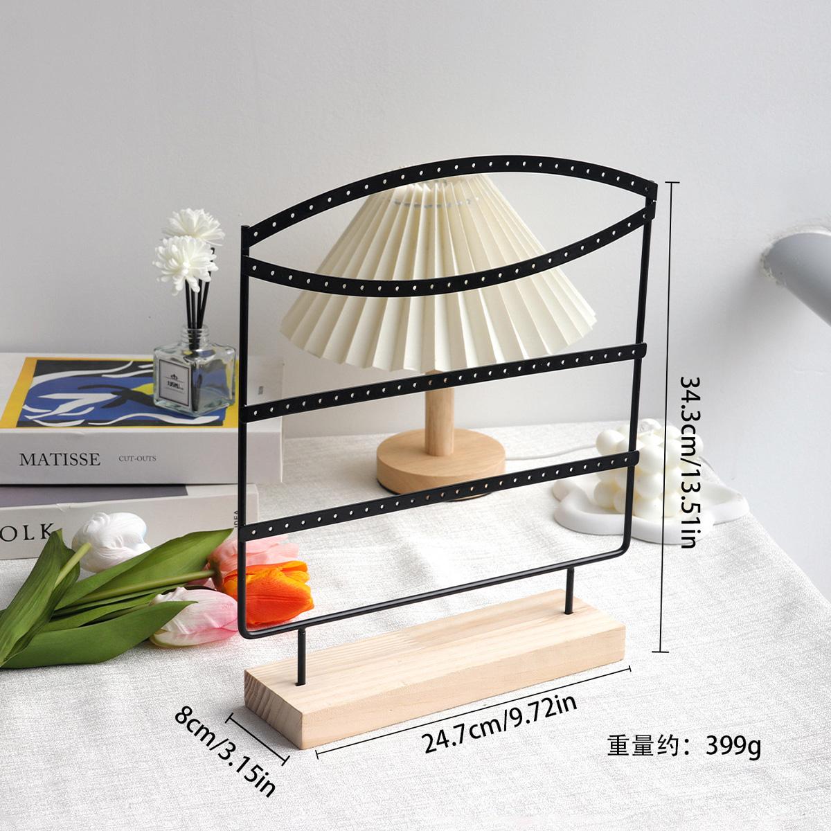 Earring Organizer 3-Tier Jewelry Organizer Display Stand,Metal Earring Holder with Wood Basic stand,Necklace holder