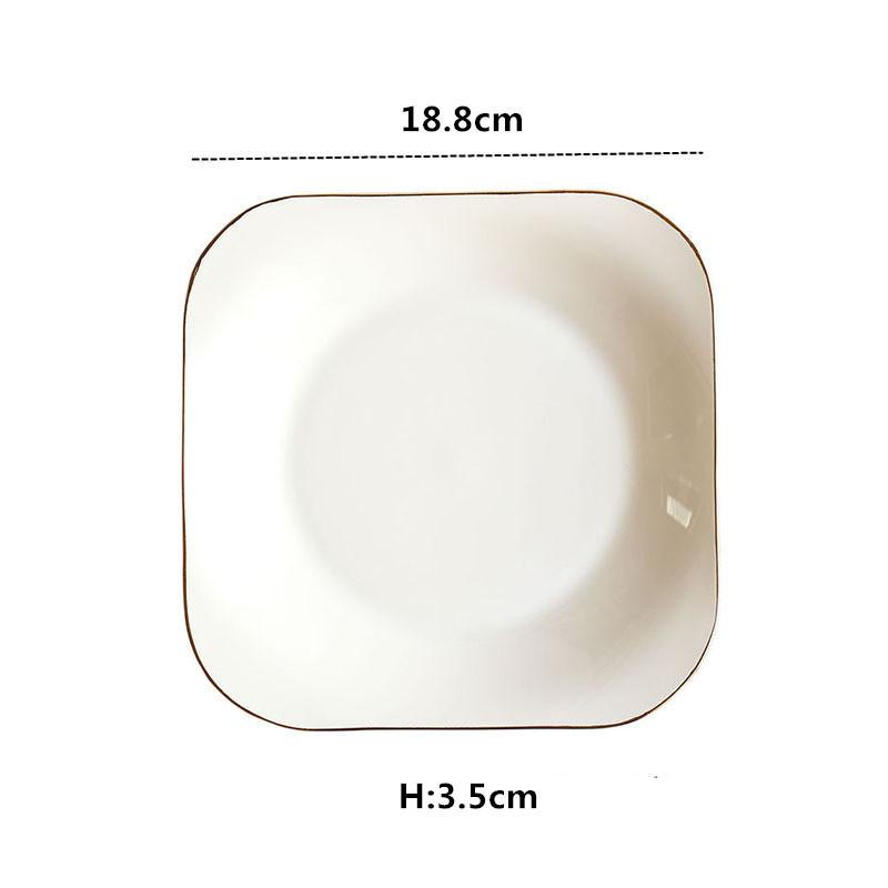 

8 Inches Flower Shape Gold Edge Ceramic Plate Nordic Floral White Porcelain Dinner Plate Soup Salad Bowl Dessert Dish Tableware