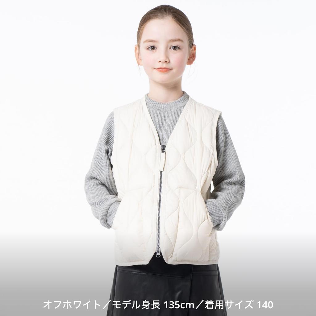 TAION Military Button Inner Down Vest Soft Shell Size 100 Kids' V-Neck - (TAION-K001ALSZML-1) Black,