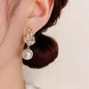 New Micro-Paved Zircon Leaf Pearl Earrings: Elegant Women's Luxury Studs with Exquisite Design