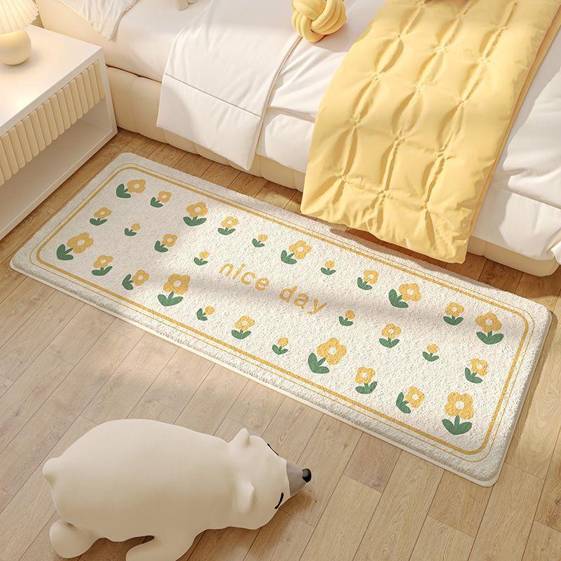 Ins Wind Imitation Cashmere Carpet Bedroom Bed Blanket Children's Room Long Foot Mat Can Sleep and Sit Cushion Non-slip Floor Mat