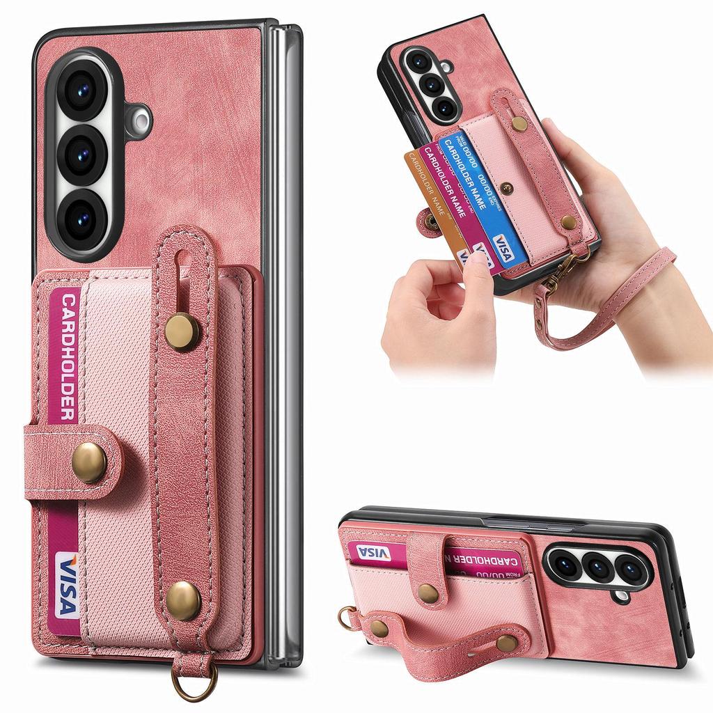 Galaxy Z Fold7 Leather Case with Card Slots - Multifunctional Folding Wallet Protective Cover for Samsung ZFold6