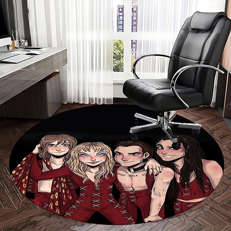 Fashion Band Theme Chair Mat Round Carpet for Home Decor, Office Use, Gift Idea Perfect for Living Room, Bedrooms0225b