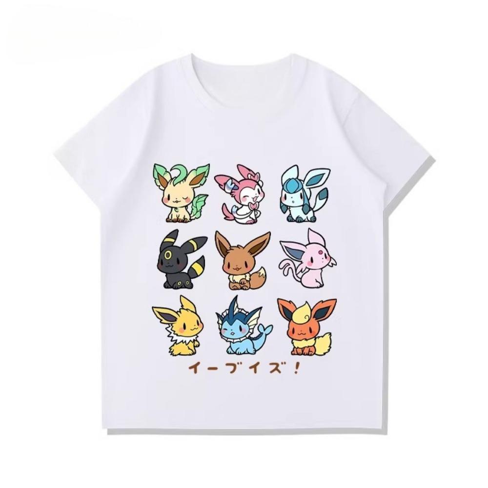 Potdemiel Summer New Pikachu Print Children s T-Shirt, Boys and Girls, Comfortable and Breathable Children s T-Shirt 110