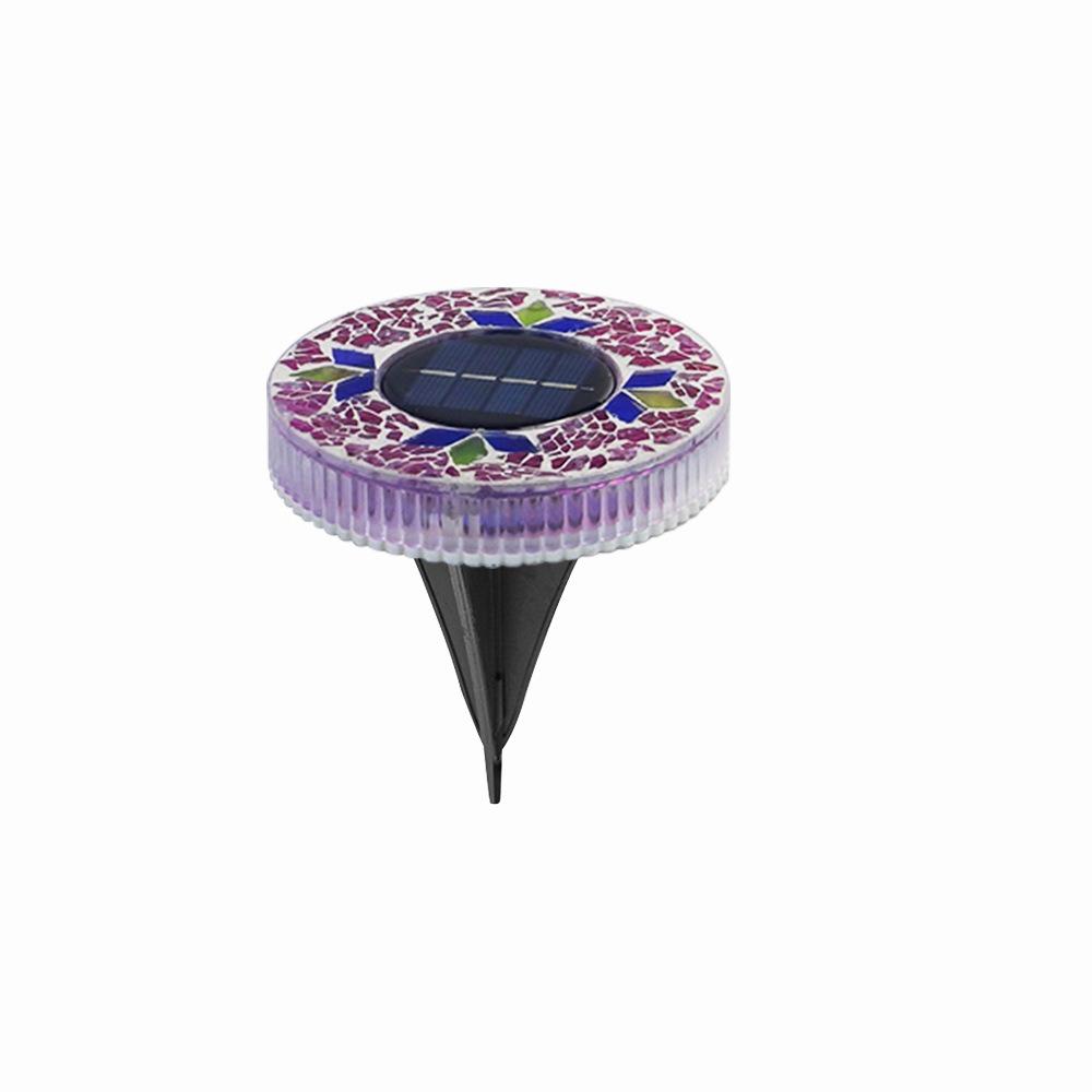 Auto On/Off Solar Disk Light Waterproof Solar Lawn  Light LED Garden Stake Lights  Path