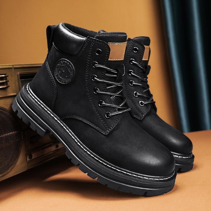 Casual Street Couple Trend Martin Boots Outdoor Velvet Thermal Leather Boots 44 чёрный 7240₽