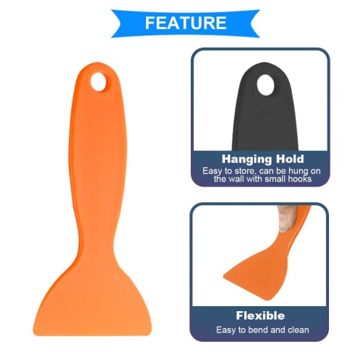 Xiatiaosann 12pcs Plastic Resin Removal Scraper, Flexible Paint Spatula, Putty Knife, Bubble Removal Sticker Installation Tool, 2 Colors (Black/Orange