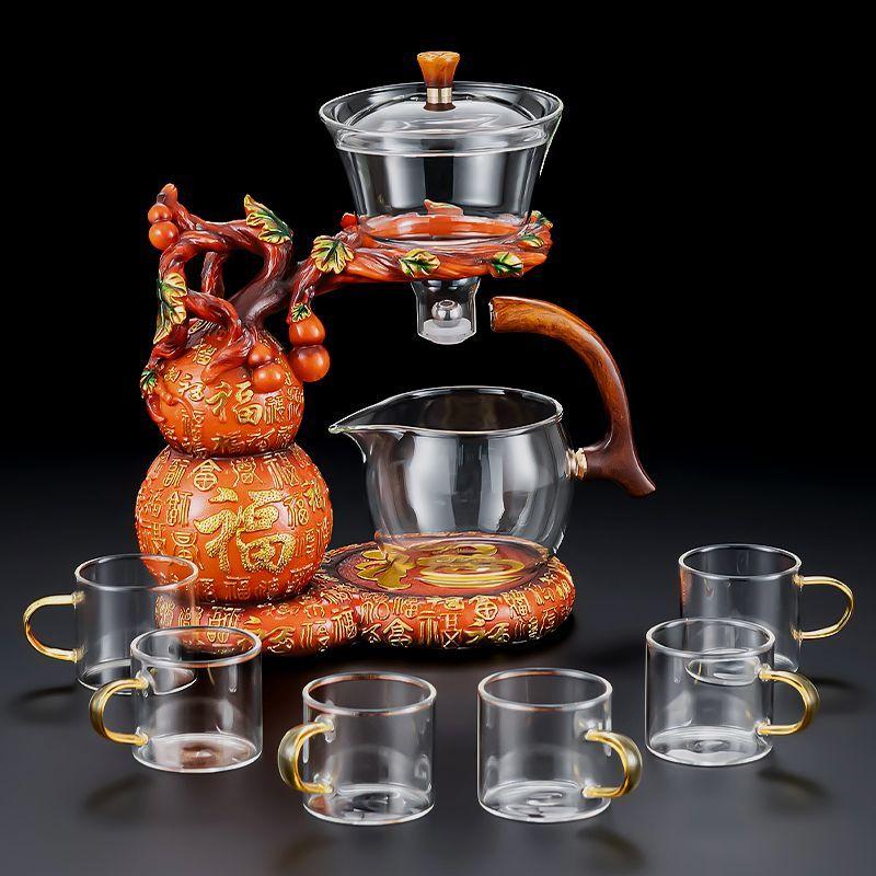 Heat Resistant Glass Tea Set with Anti Scald Handle Automatic Brewing Magnetic Device Luxury Gift for Home Use