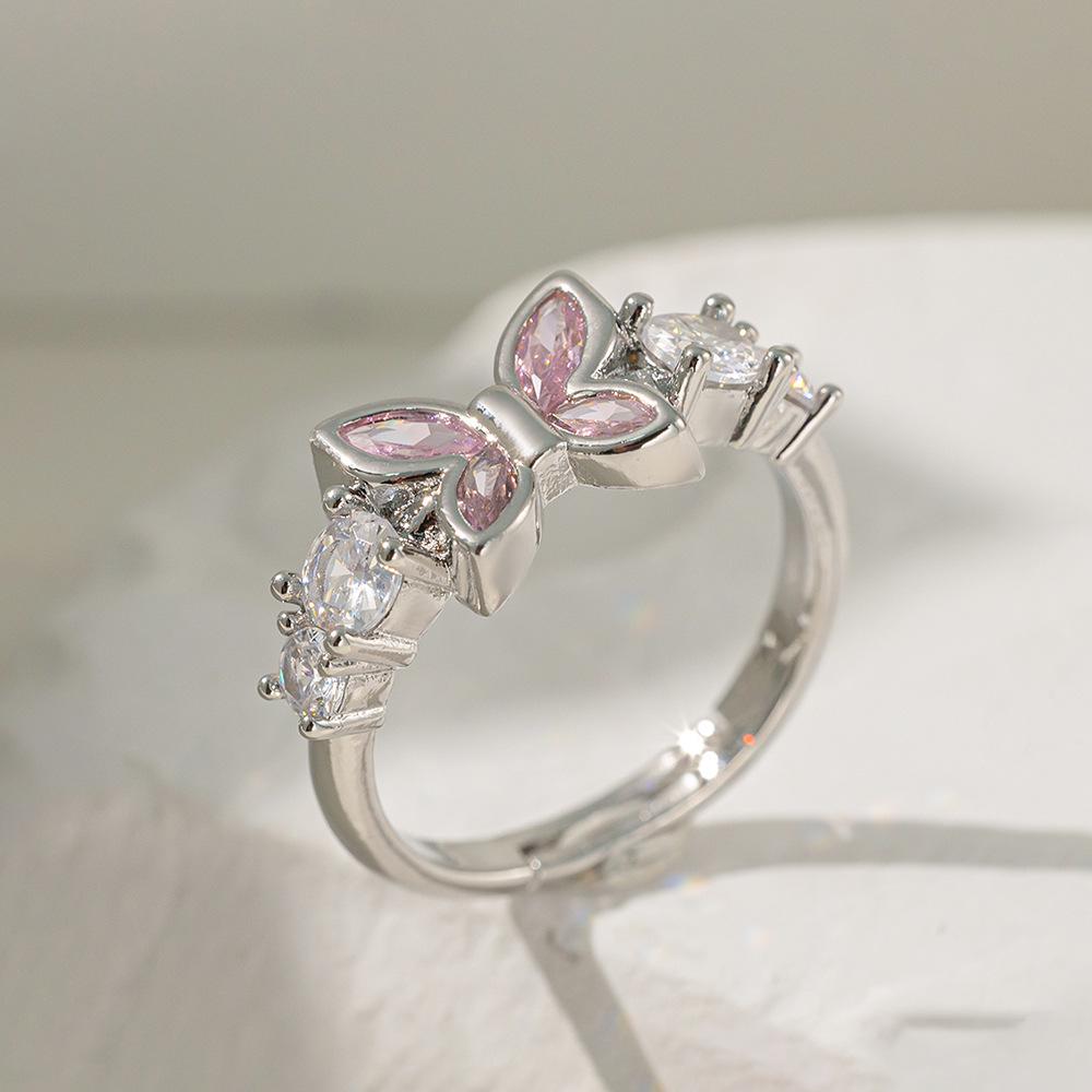 Micro-Inlaid Zircon Fashion Open Ring - Adjustable Luxury Index Finger Jewelry for Women