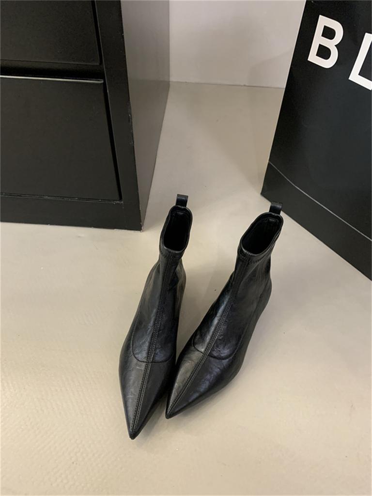 Pointed Korean Version of Short Boots Women's Sleeve Square Heel Women's Boots Thick Heel Thin Boots Niche Design High Heel Martin Boots