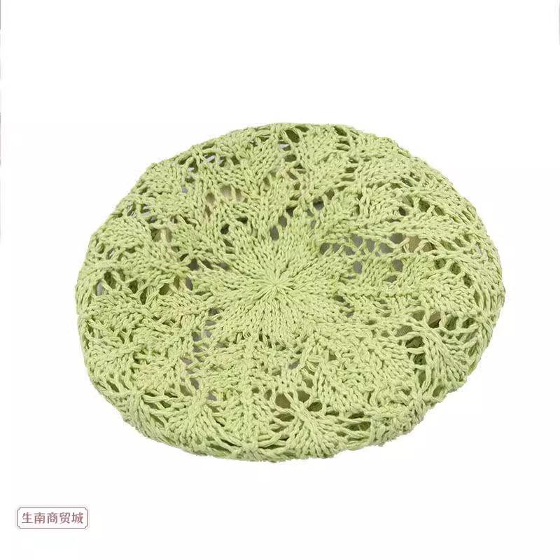 Summer Small Fresh Straw Beret Children Hollow Design Showing Face Small Breathable Thin Literary Bud Painter Hat