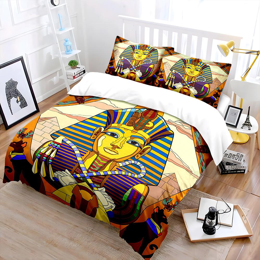 Egyptian Pharaoh with Symbols Print Soft Comfortable Duvet Cover Bedding Set Included 1*Duvet Cover 2*Pillowcases